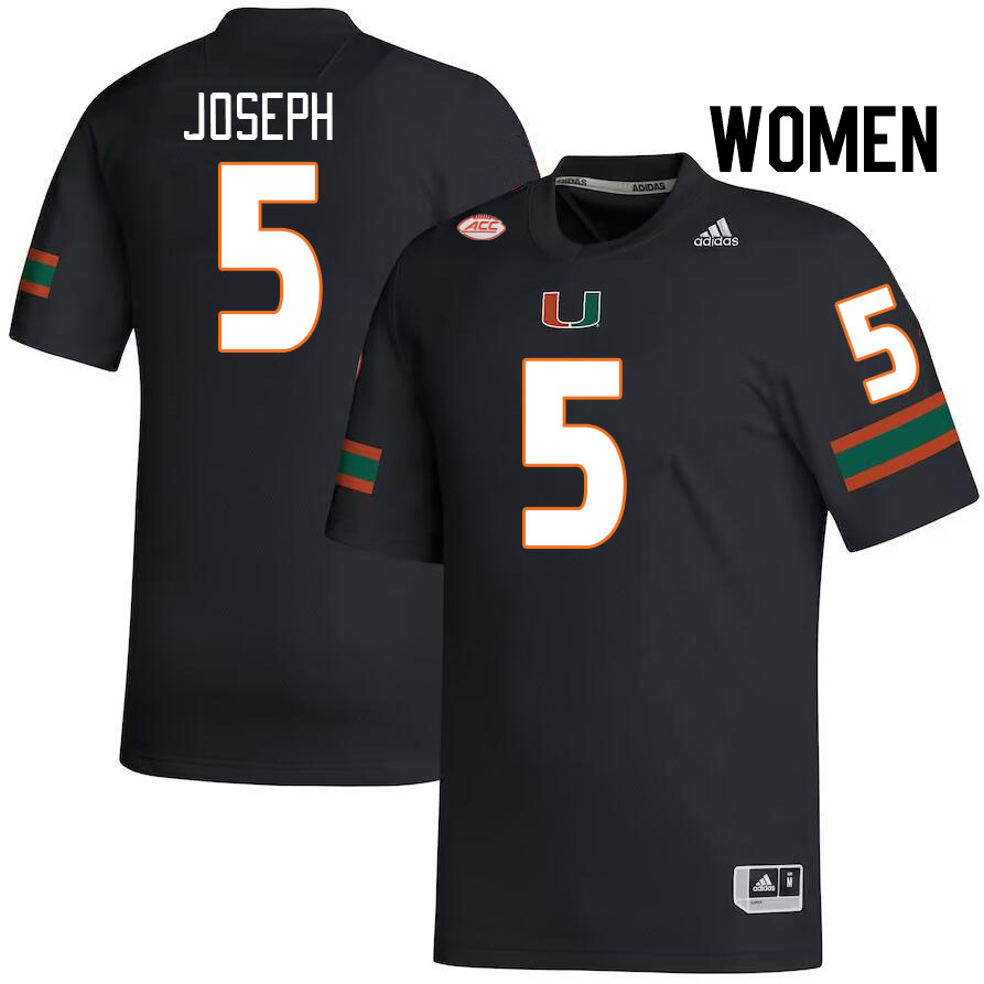 Women #5 Nathaniel Joseph Miami Hurricanes College Football Jerseys Stitched-Black